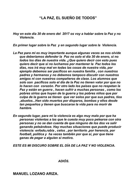 Discurso De La Paz Y No Violencia PDF