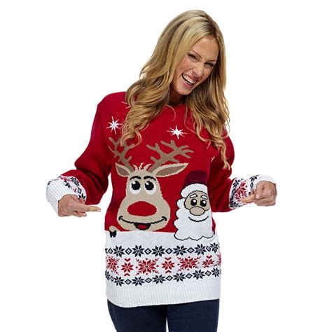 Christmas Jumper With Santa And Rudolph Smiling 2021 Christmas Jumper