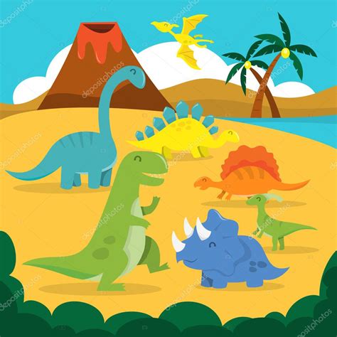 Terra Do Dinossauro Dos Desenhos Animados Ilustra O Stock Jogue No