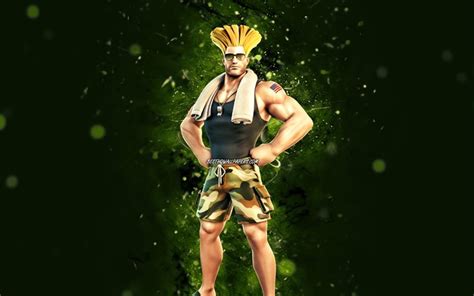 Download Wallpapers Glistening Guile 4k Green Neon Lights Fortnite