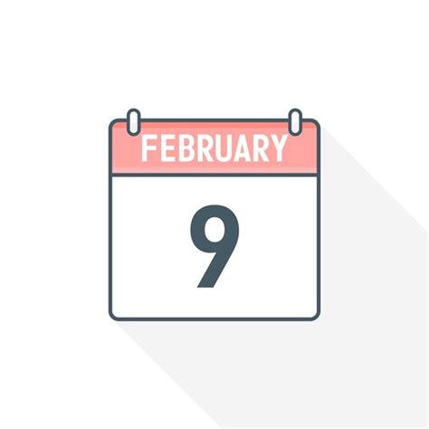 Premium Vector 9th February Calendar Icon February 9 Calendar Date