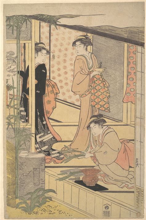 Japanese Print Domestic Scene By Hosoda Eishi