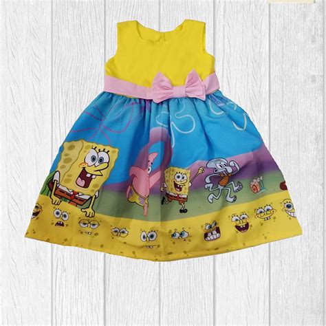 Vestido Bob Esponja Infantil Temático Festa 8-12 Anos | Elo7