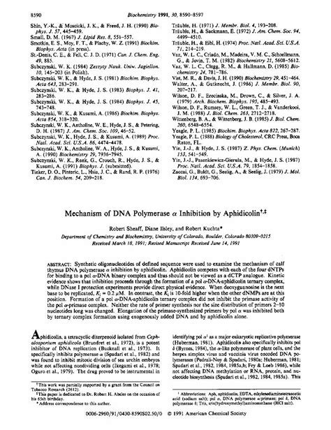 Pdf Mechanism Of Dna Polymerase Alpha Inhibition By Aphidicolin