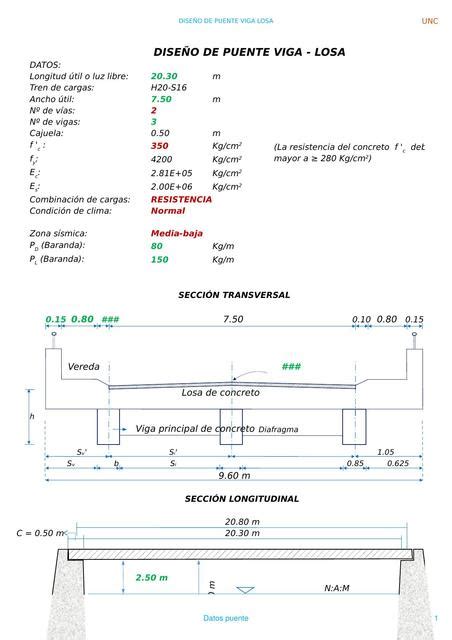 Hoja De Calculo De Diseño De Puente Tipo Losa Por El Método Lrfd Cesar Q Aprendamos Udocz