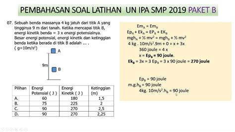 Soal Dan Pembahasan Latihan Un Ipa Smp 2019 Paket B No 1 8 Youtube