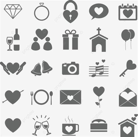 Wedding Icons On White Background Champagne Ceremony Cheers Vector