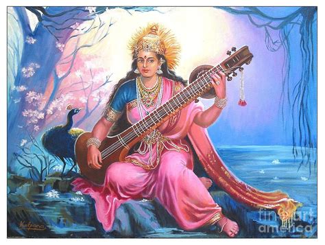 Saraswati Devi Painting by Kalpana Talpade Ranadive - Fine Art America