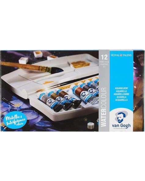 CAJA PLASTICO ACUARELA VAN GOGH 12 TUBOS 10 ML METÁLICOS