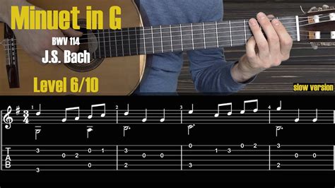 Minuet In G J S Bach Guitar Lesson Tab Youtube