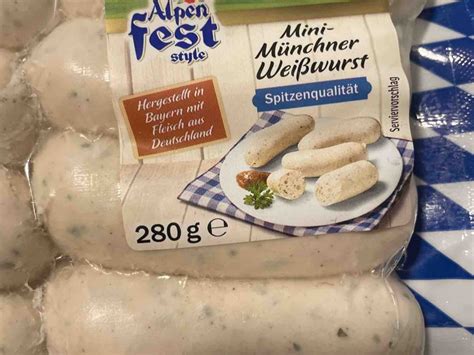 Alpenfest Mini Münchner Weißwurst Kalorien Neue Produkte Fddb