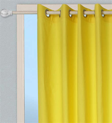 Buy Cotton Semisheer Feet Eyelet Curtain By Marigold Online Solid