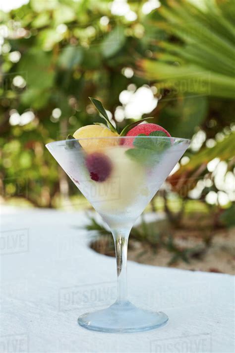 Ice Cream With Fruit Toppings Stock Photo Dissolve