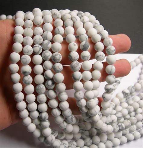 White Howlite Turquoise Matte Mm Round Beads Full Strand