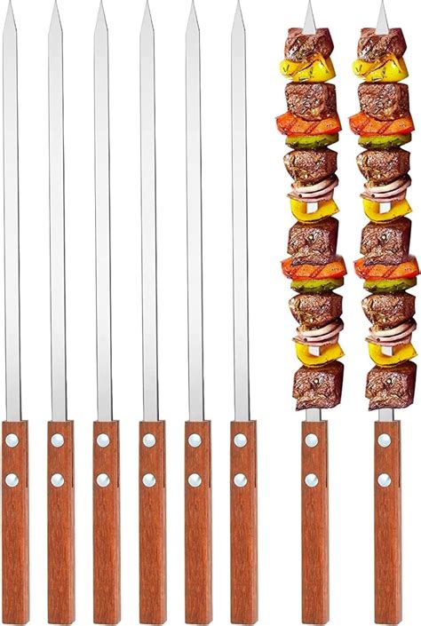 Buy ECVV 6 Pcs BBQ Skewers Set 19 Inch Turkish Skewers With Wooden