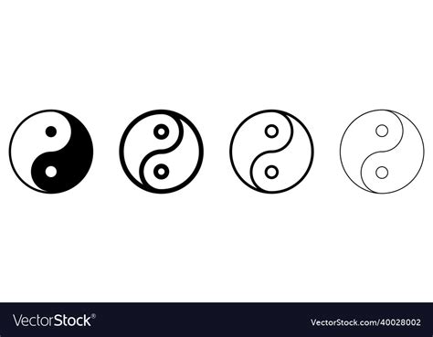 Yin yang linear symbols religion symbol of taoism Vector Image