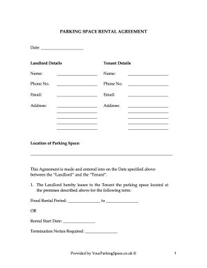 27 Printable Lease Of Parking Space Forms And Templates Fillable