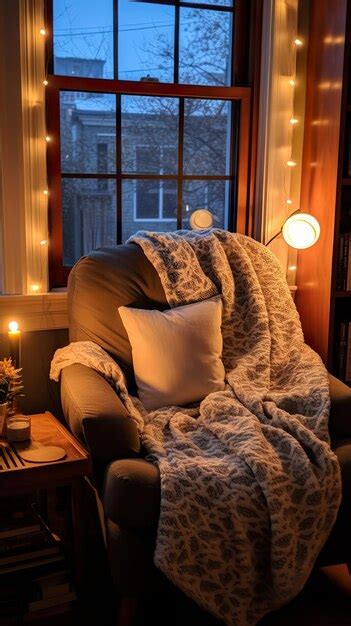 Premium Photo Cozy Reading Nook With Piles Of Books And A Blanket