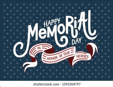 Happy Memorial Day Hand Lettering Greeting Stock Vector Royalty Free