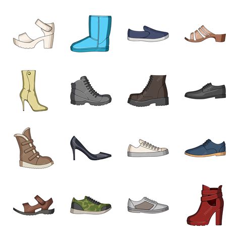 Dibujos Animados De Zapatos De Moda Conjunto De Iconos Tienda De
