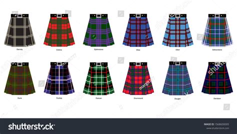 Images Kilts Skirts Different Clan Tartans Stock Vector Royalty Free