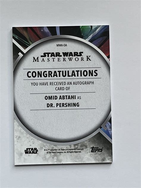 2022 Topps Star Wars Masterwork Omid Abtahi AUTO Dr Pershing