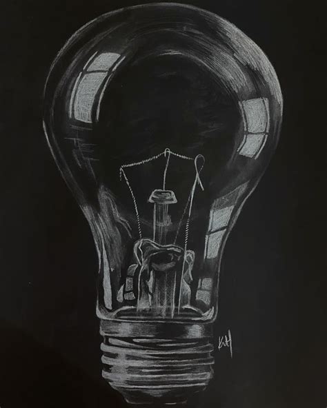 bulb drawing nel 2024 | Carta nera, Disegni realistici, Come disegnare