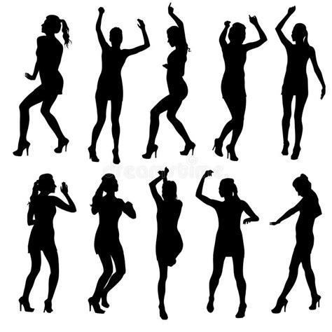 Beautiful Women Dancing Silhouette Isolated. Stock Vector ...