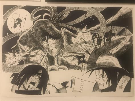 Madara vs hashirama fight - ink artwork : r/Naruto