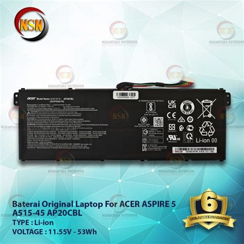 Jual Baterai ACER Aspire 5 A515 45 7 A715 42G Swift 3 SF314 511 AP20CBL