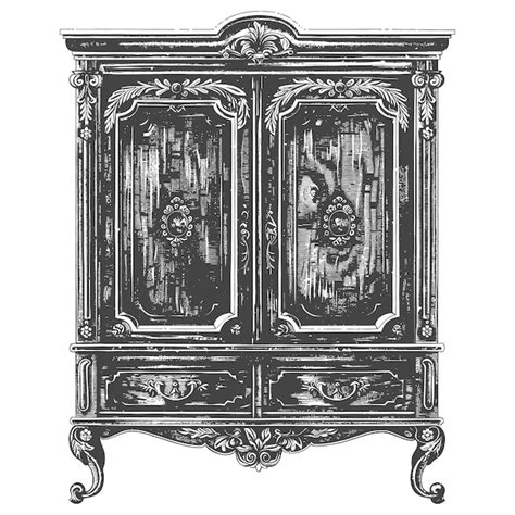 Premium Vector Bedroom Cabinet Full With Old Engraving Sketch Style