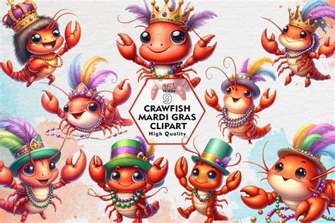 Crawfish Mardi Gras Clipart Png Graphics Graphic By Pig Design