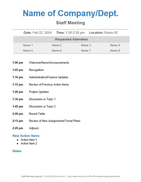 Meeting Agenda Templates Blank Meeting Templates For Microsoft Word