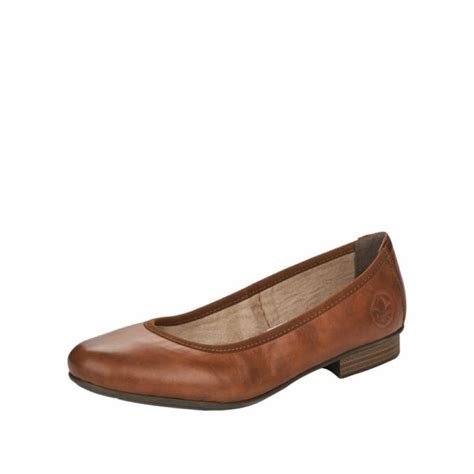 Rieker ballerinasko brun skind | støddæmpende | ®Rieker-shop.dk