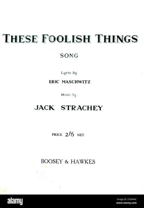 Vintage S Sheet Music Cover For These Foolish Things Lyrics By