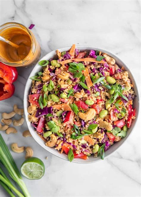 A Delicious Crunchy Cashew Thai Quinoa Salad Easy Recipe Ready In