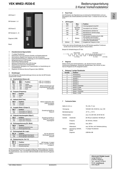 FEIG ELECTRONIC VEK MNE2 R230 E OPERATING INSTRUCTIONS MANUAL Pdf