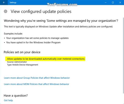 View Configured Update Policies In Windows 10 Tutorials