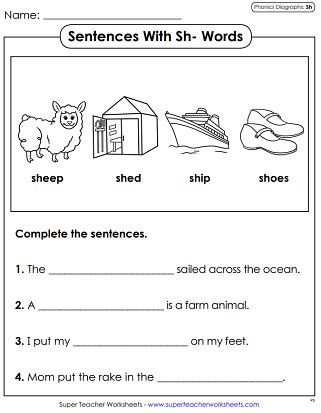 Sh Words Worksheet Preschool Teaching Worksheets Library