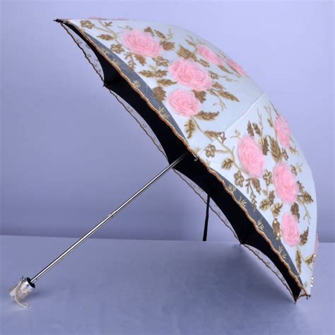 Embroidery Flowers Parasol Uv Protection Wedding Bridal Shower