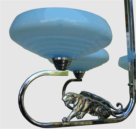 Large French Deco Chrome Panther Light Chrome Deco Light