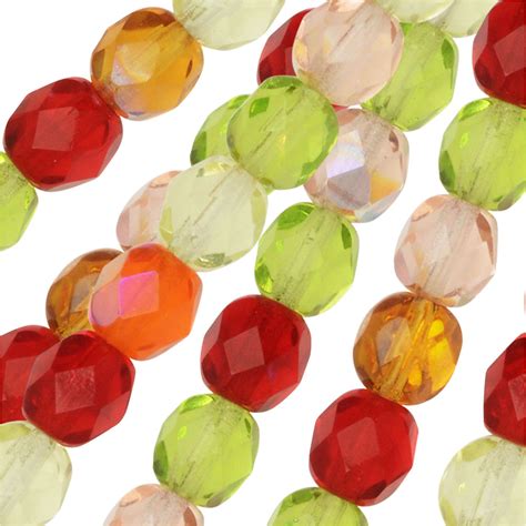 Czech Fire Polished Glass Beads Faceted Round 6mm Tango Mix 50 Pieces — Beadaholique