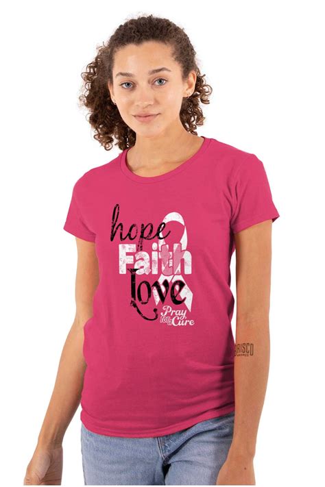 Hope Faith Love Breast Cancer Support Womens T Shirt Ladies Tee Brisco