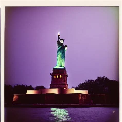 KREA Polaroid Photo Of The Statue Of Liberty Being Struck By