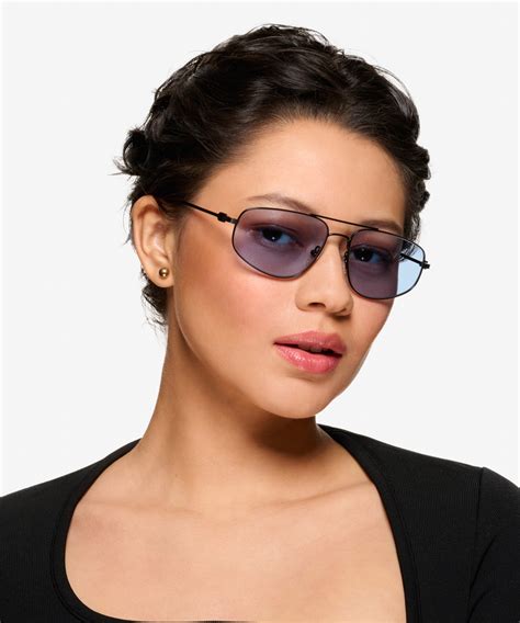 Rooster Aviator Shiny Black Frame Prescription Sunglasses Eyebuydirect