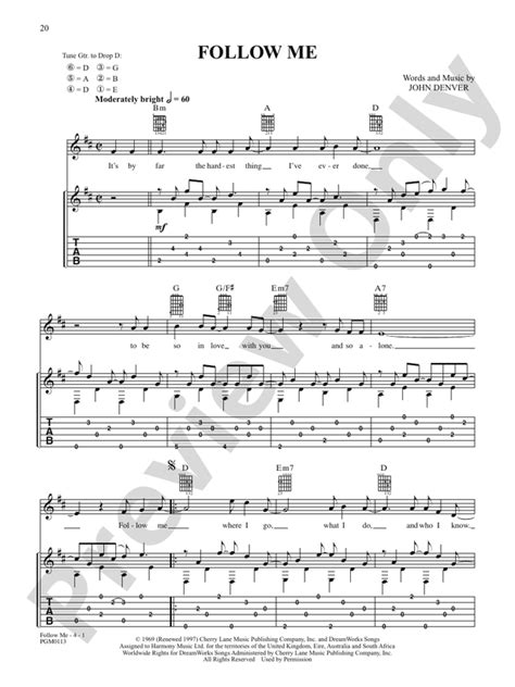 Follow Me: Guitar: John Denver - Digital Sheet Music Download