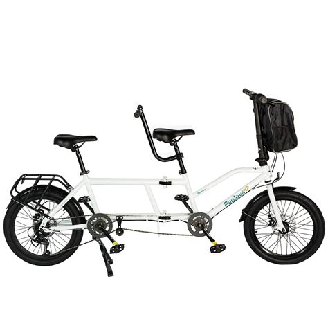 Ecosmo Fold Up Tandem Electric Bike White Panlova