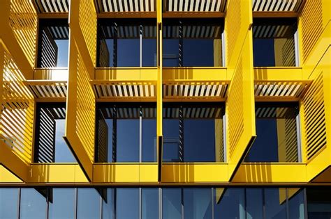 Premium Photo Interesting Cubical Yellow Architecture