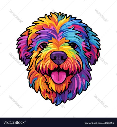 Puli Dog Breed Colorful Cartoon Kawaii Character Vector Image