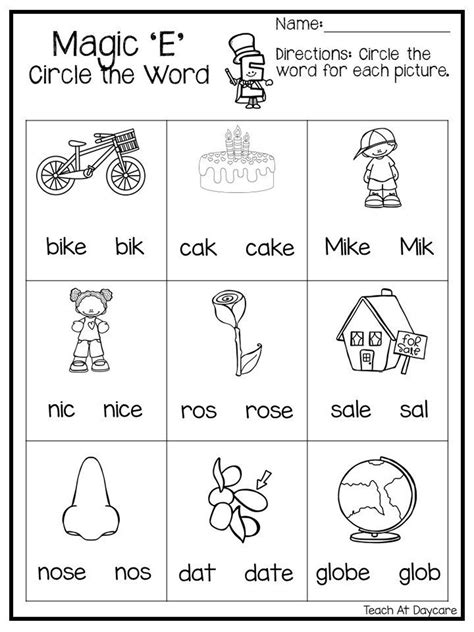Silent Magic E Long A Worksheet